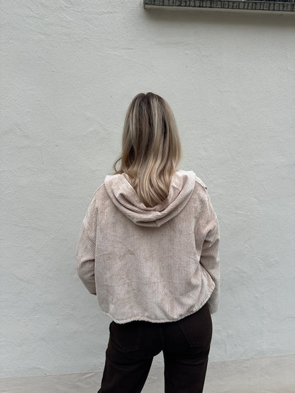 Jacke in Sand mit Kapuze(Cord)