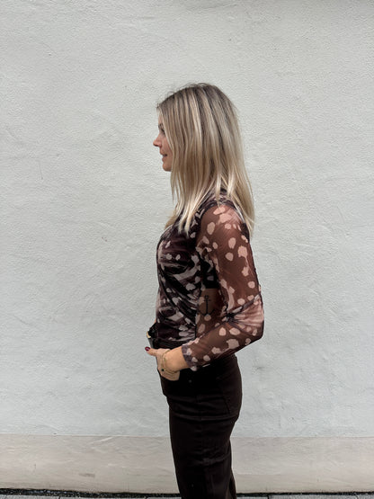 Netzshirt in dunklen Brauntönen