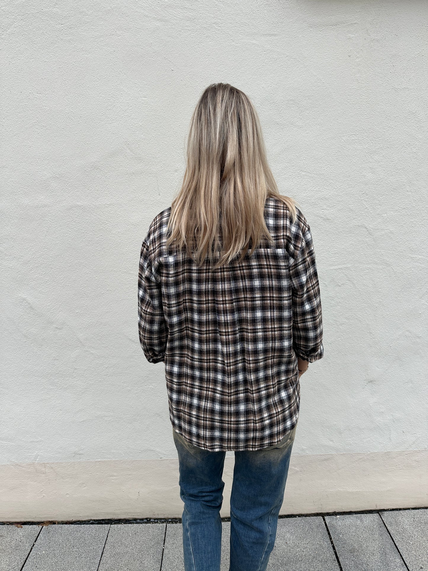 bluse in schokobraun/wollweiß/zimt (karo)