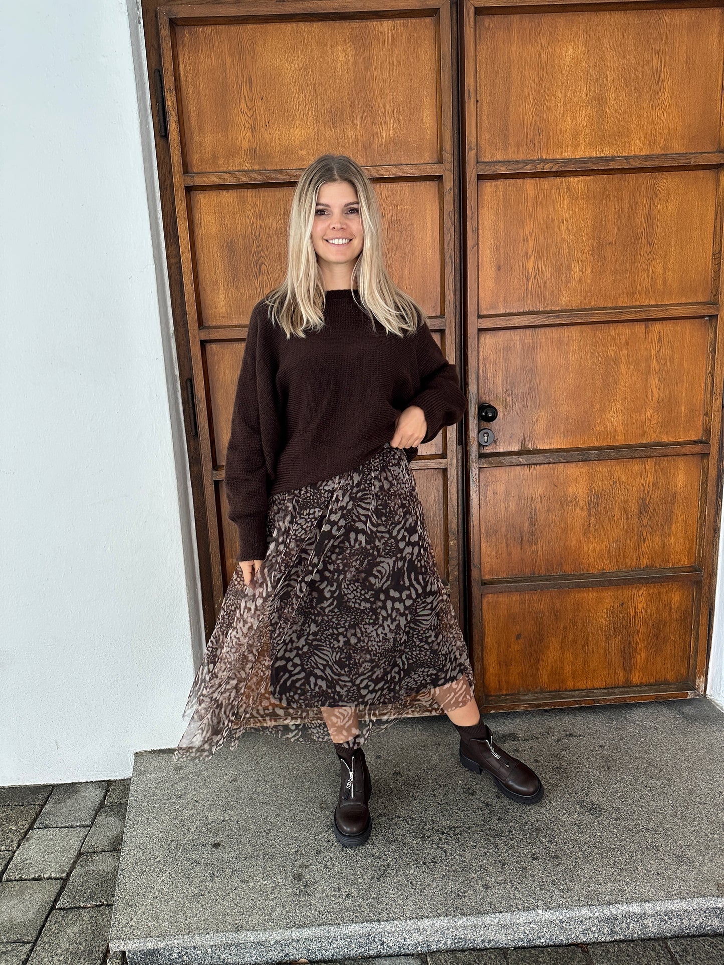 kleid mit pullover  in schokobraun