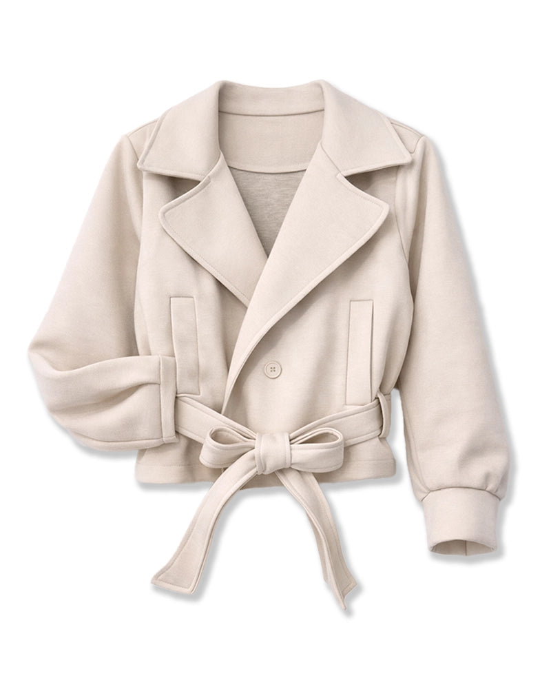 Jacke in Hellbeige mit Gürtel