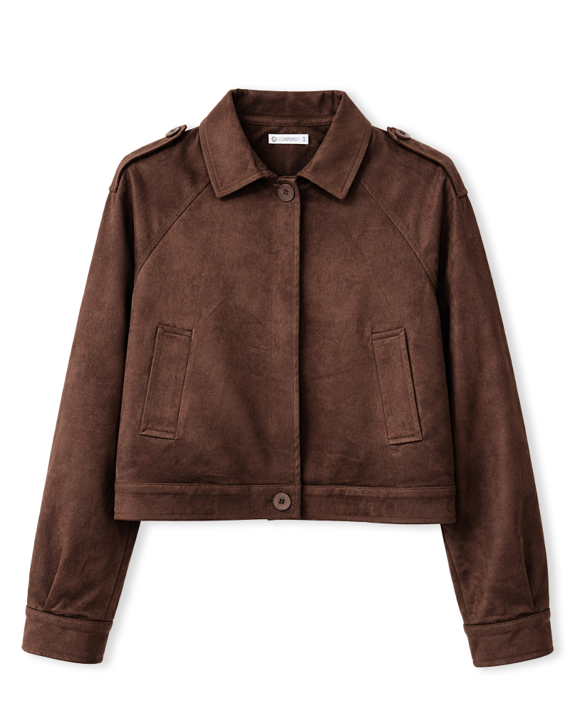 Jacke in Schokobraun (Velouleder-Optik)