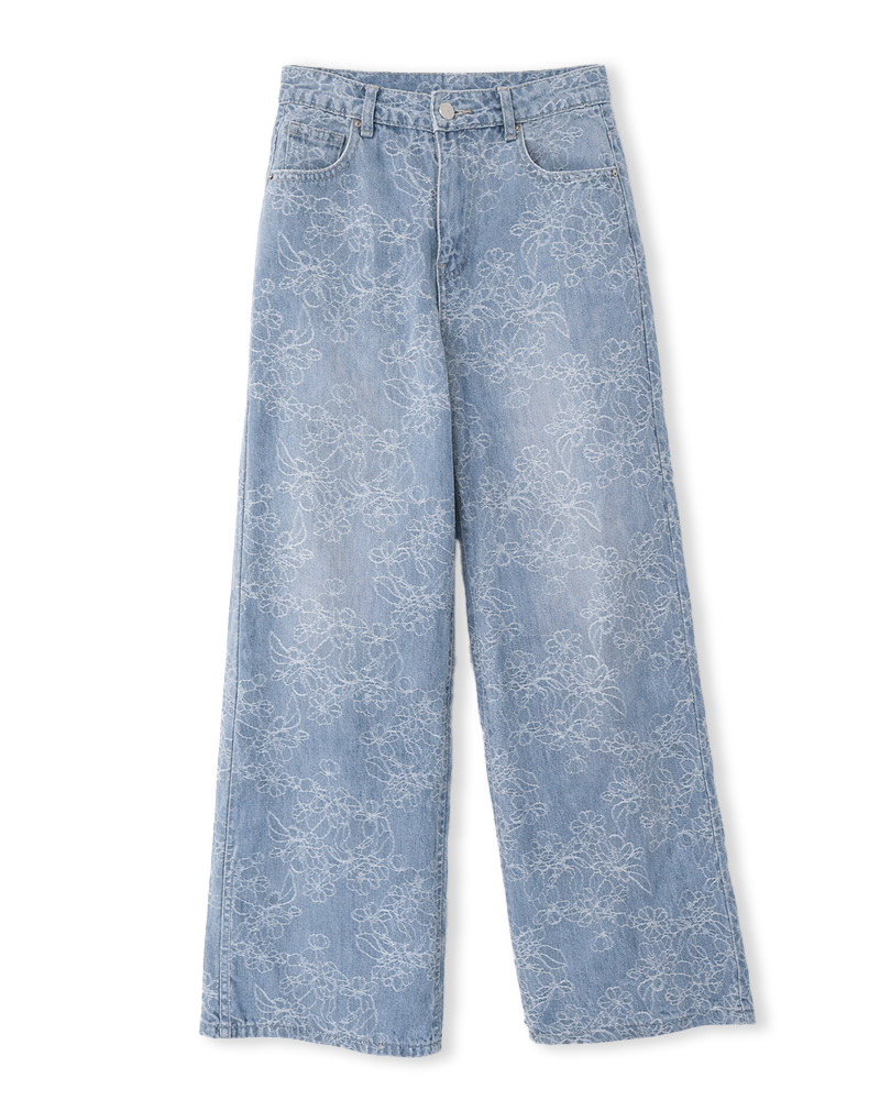 Jeans in heller Auswaschung mit Muster