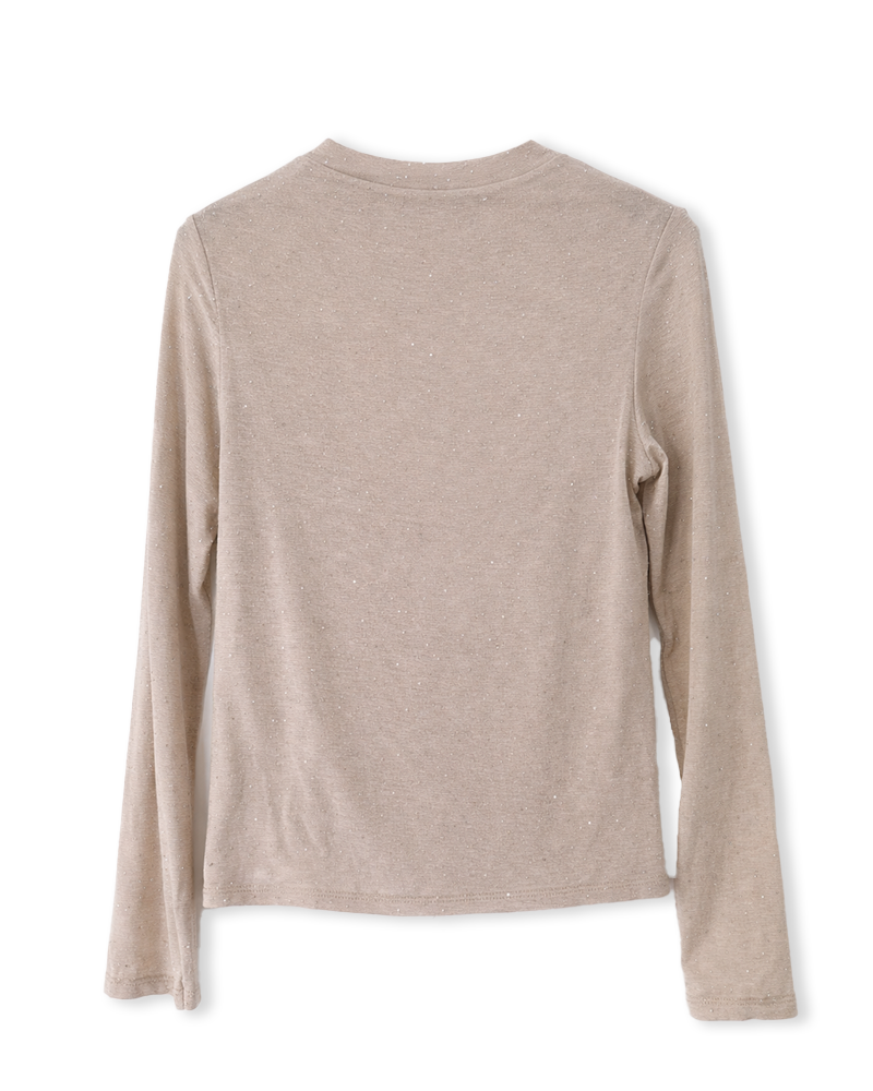 Shirt in Beige mit Glitzer