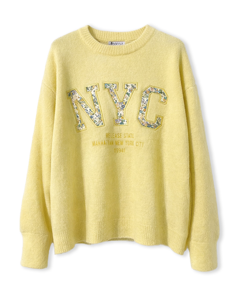 Pullover in Zitronengelb mit Aufdruck