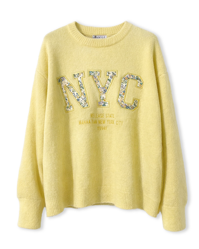 Pullover in Zitronengelb mit Aufdruck