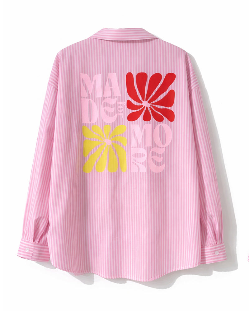 Bluse in Rosa gestreift mit Aufdruck