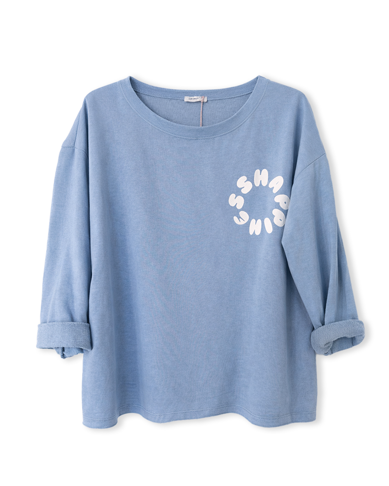 Sweatshirts in Hellblau mit Aufdruck HAPPY in Weiß
