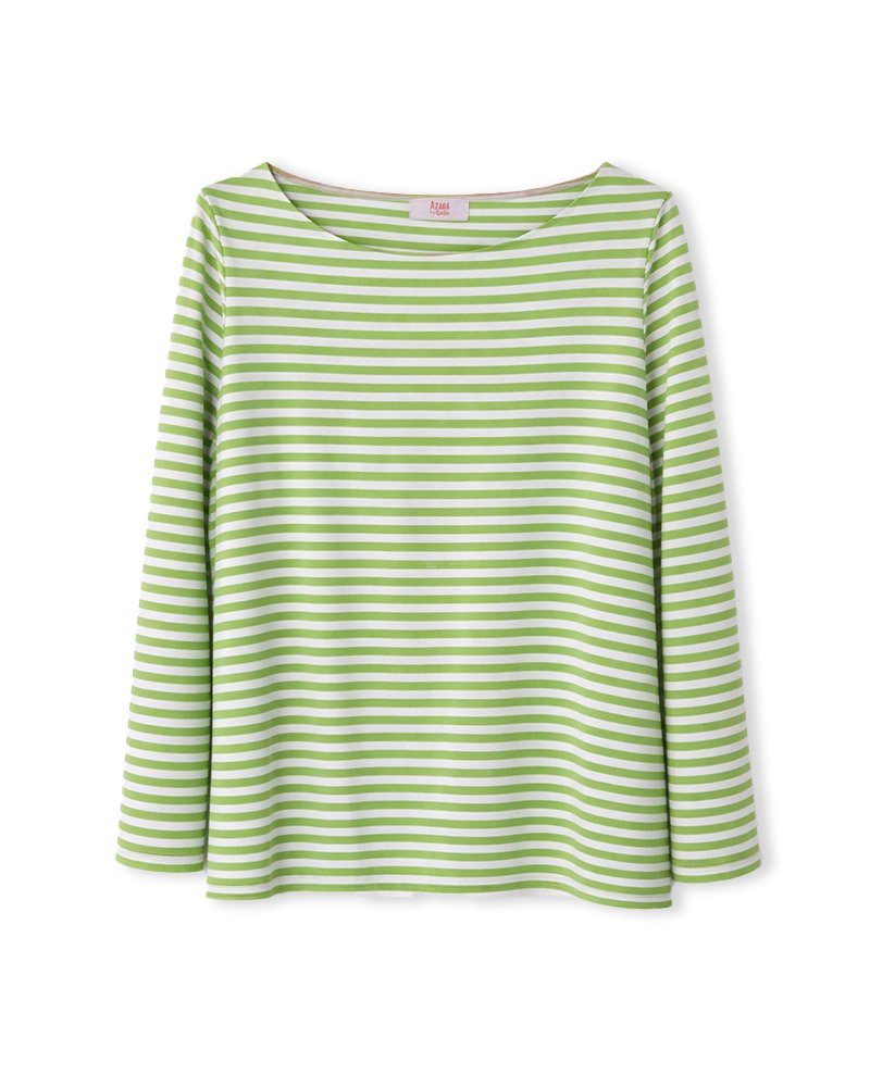 Shirt in Grün/Weiß gestreift