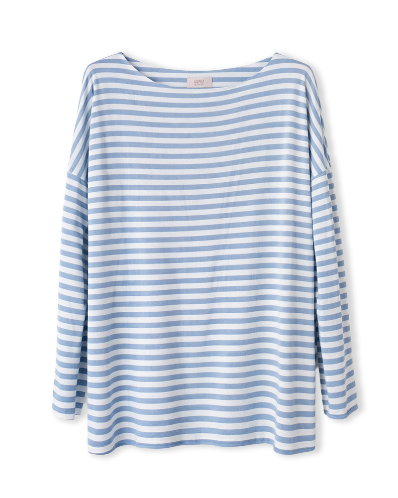 Shirt in Hellblau/Weiß gestreift