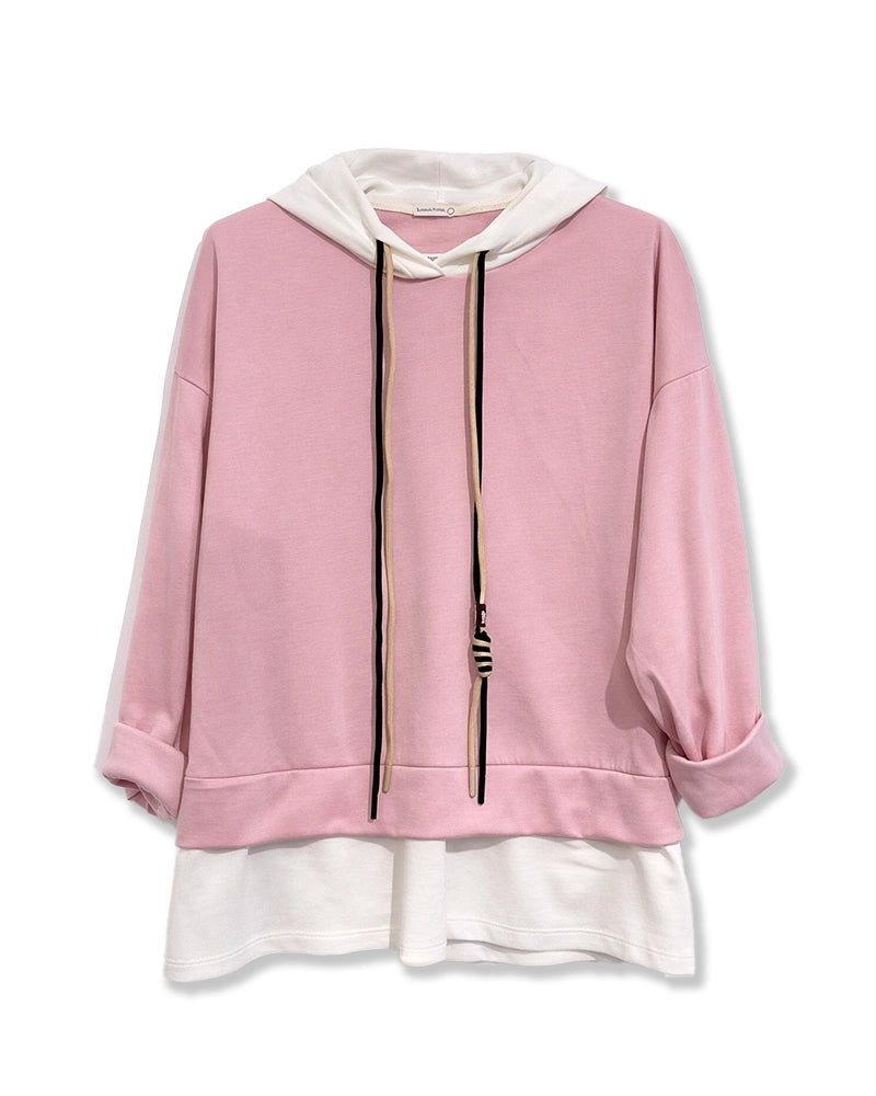 Sweatshirt in Rosa/Weiß mit Kapuze