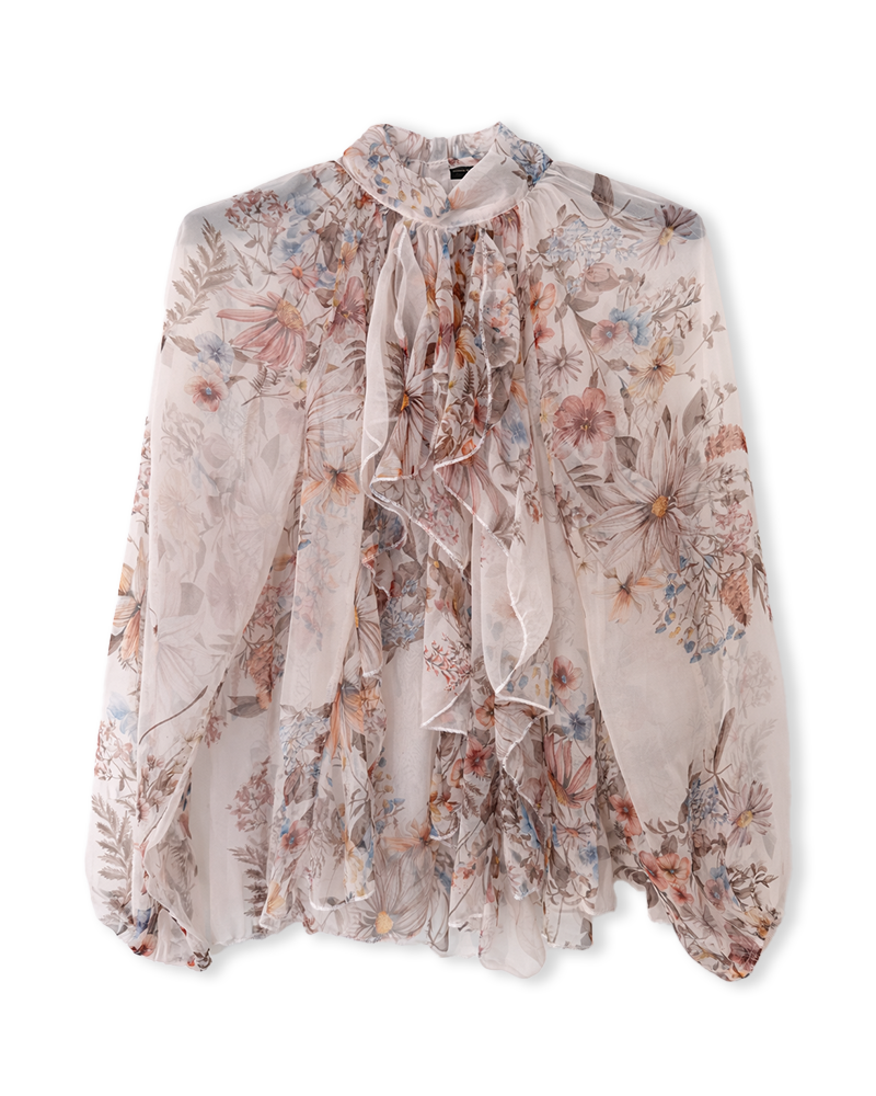 Bluse in Beige mit Blumenmuster