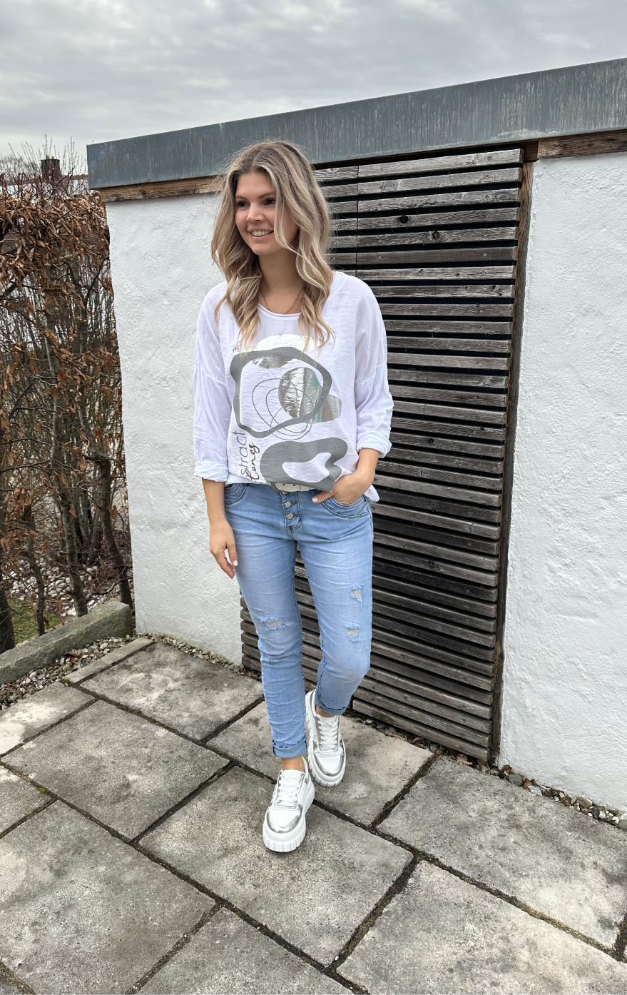 Shirt in Weiß mit Aufdruck