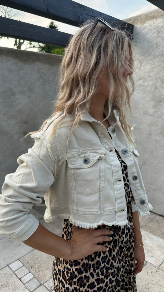 Jeansjacke in Beige