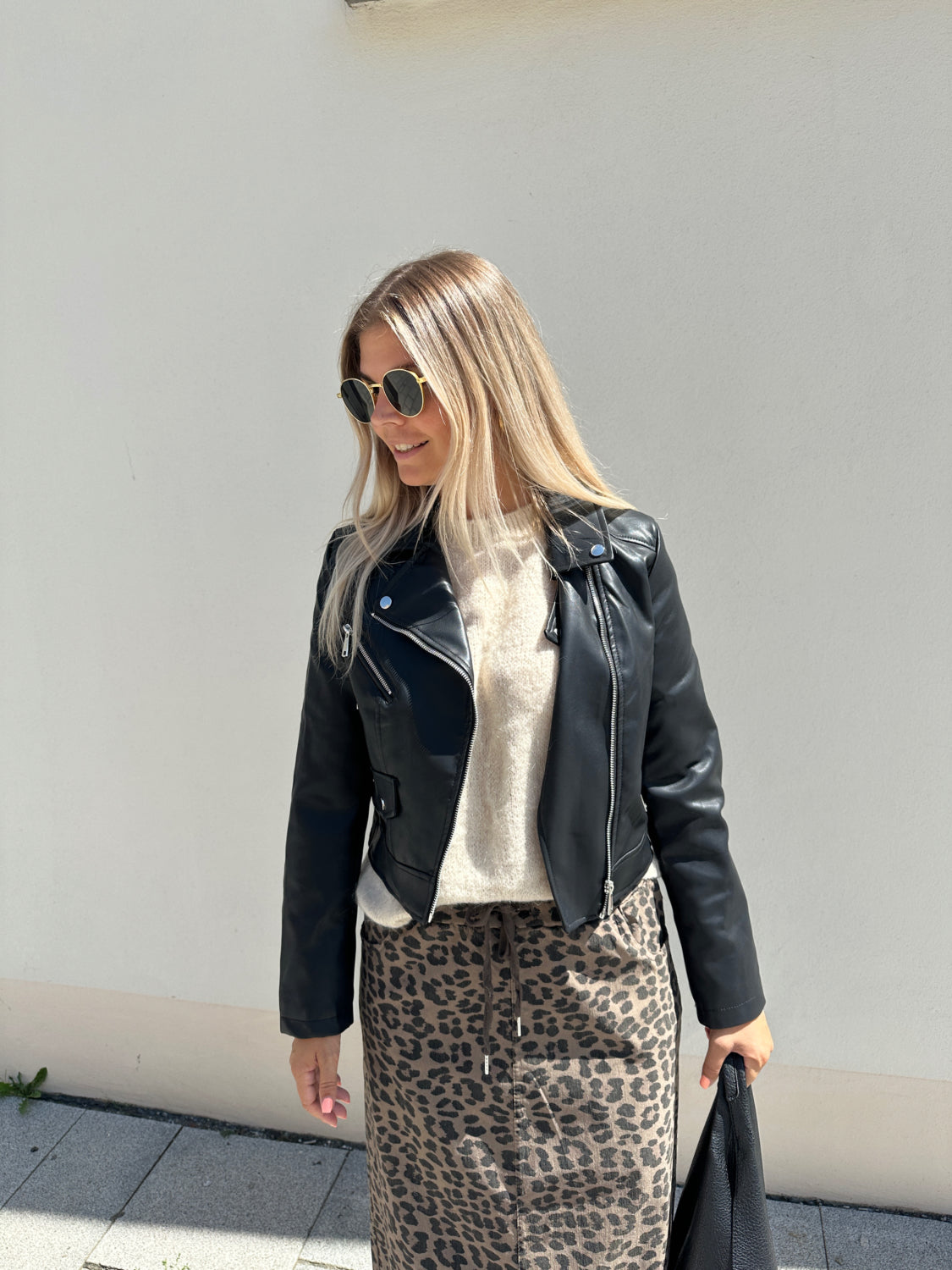 Lederjacke in Schwarz