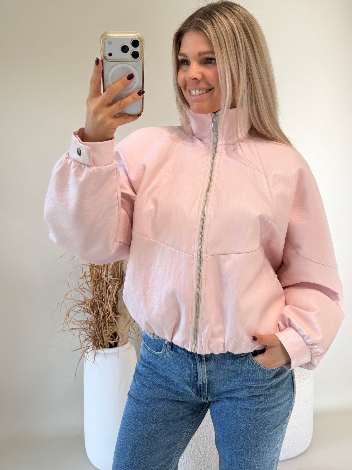 Jacke in Rosa ( Kunstleder )