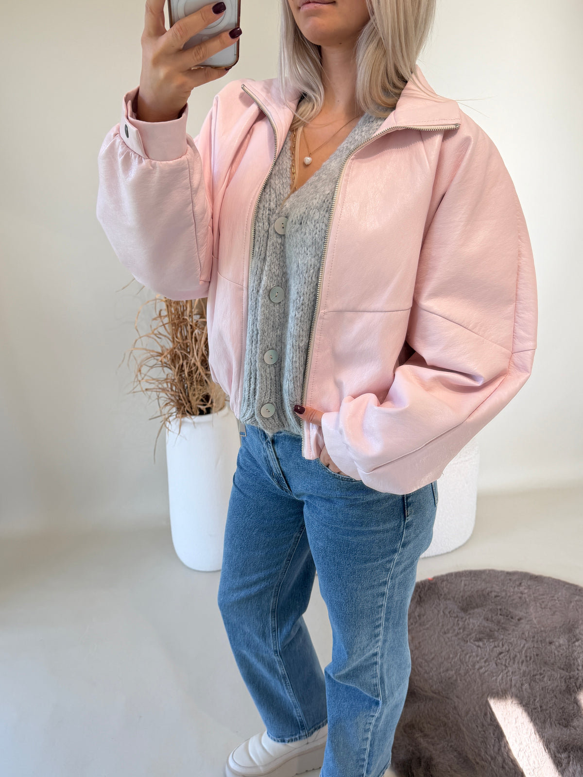 Jacke in Rosa ( Kunstleder )